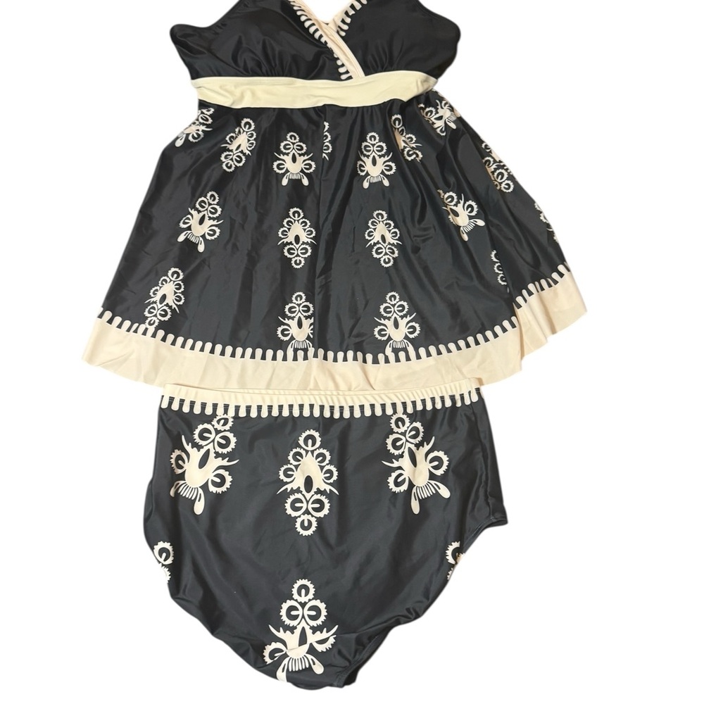 BloomChic Black and Cream Swim Coverup With Matching Bottom Size 18-20 Tankini - Picture 8 of 11